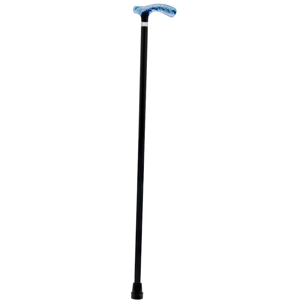 Blue & Clear Acrylic Bubble Handle Cane - Custom Wooden Shaft Pearl Swirl Lucite Designer Walking Canes - Tophatter Daily Deals