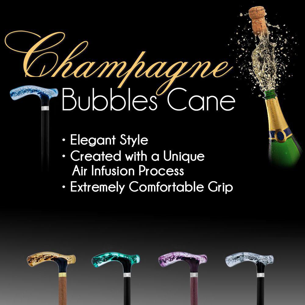 Blue & Clear Acrylic Bubble Handle Cane - Custom Wooden Shaft Pearl Swirl Lucite Designer Walking Canes - Tophatter Daily Deals