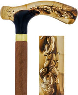 Brown and Clear Acrylic Bubble Handle Cane w/ Custom Wooden Shaft Pearl Swirl Lucite Designer Walking Canes - Tophatter Daily Deals