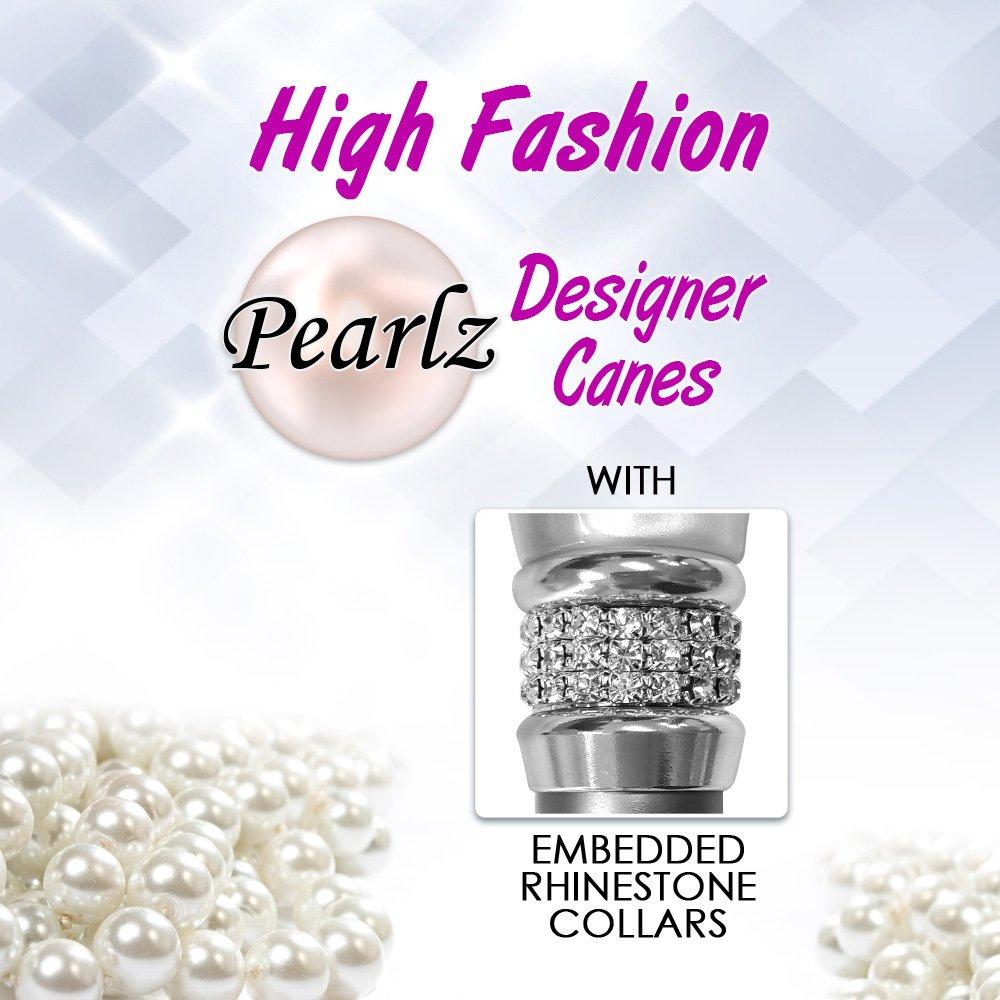 Crème Pearlz Designer Adjustable Orthopedic Folding Cane Pearl Swirl Lucite Designer Walking Canes - Tophatter Daily Deals