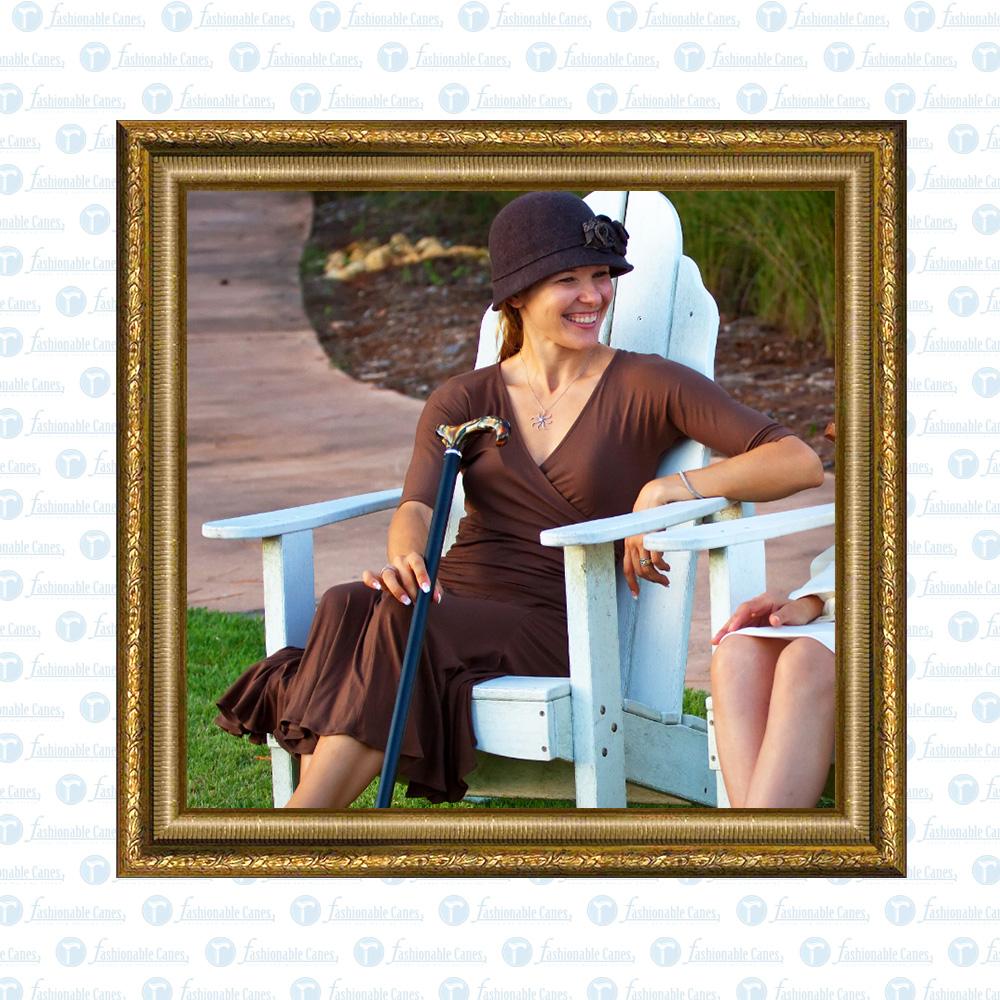 Golden Sienna Derby Cane: Pearlescent Acrylic, Beechwood Pearl Swirl Lucite Designer Walking Canes - Tophatter Daily Deals