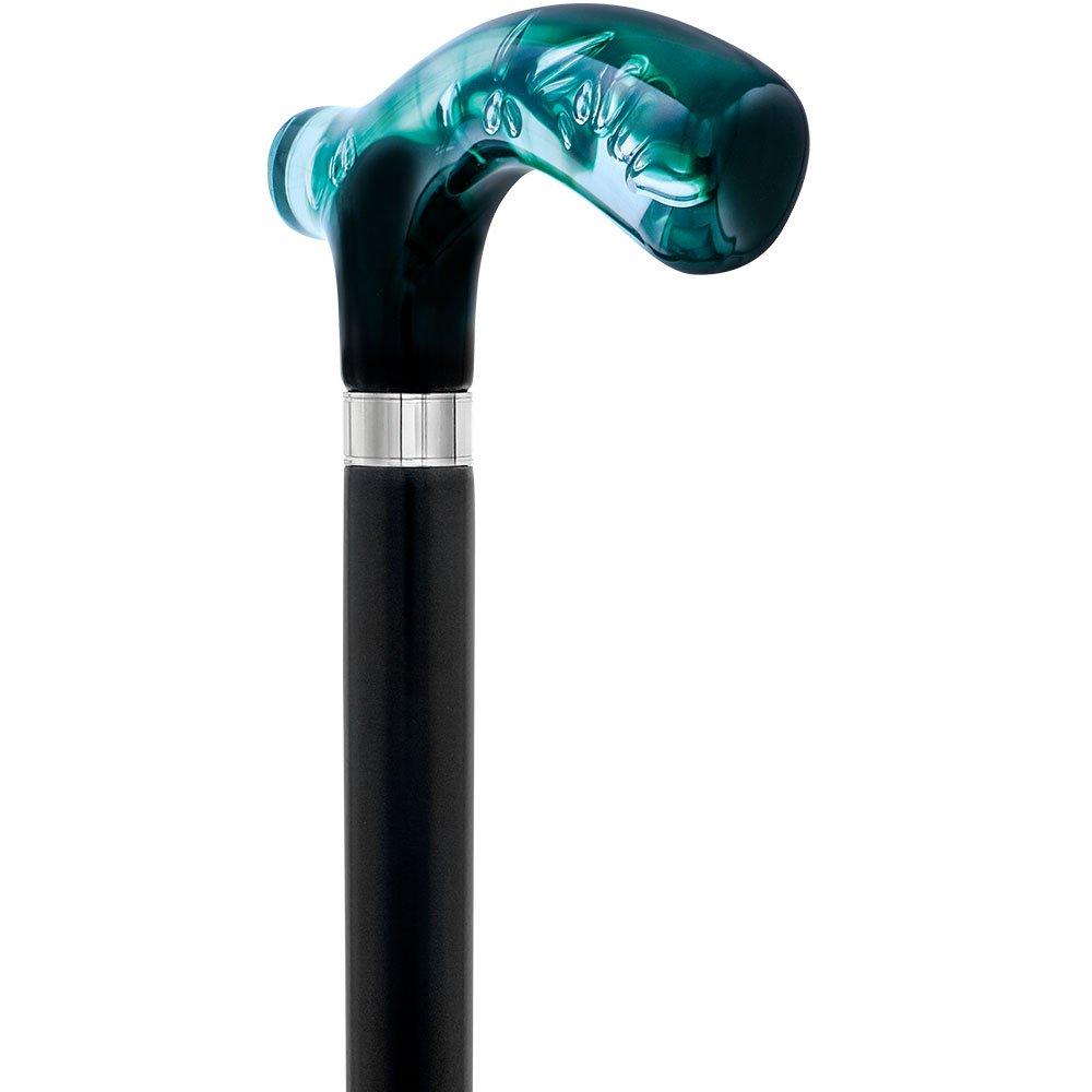 Green and Clear Acrylic Bubble Handle Cane w/ Custom Wooden Shaft Pearl Swirl Lucite Designer Walking Canes - Tophatter Daily Deals