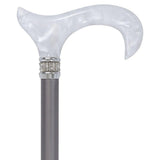 Platinum Pearlz w/Rhinestone collar and Silver shaft Designer Adjustable Orthopedic Folding Cane Pearl Swirl Lucite Designer Walking Canes - Tophatter Daily Deals