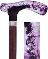 Purple and Clear Acrylic Bubble Handle Cane w/ Custom Wooden Shaft Pearl Swirl Lucite Designer Walking Canes - Tophatter Daily Deals
