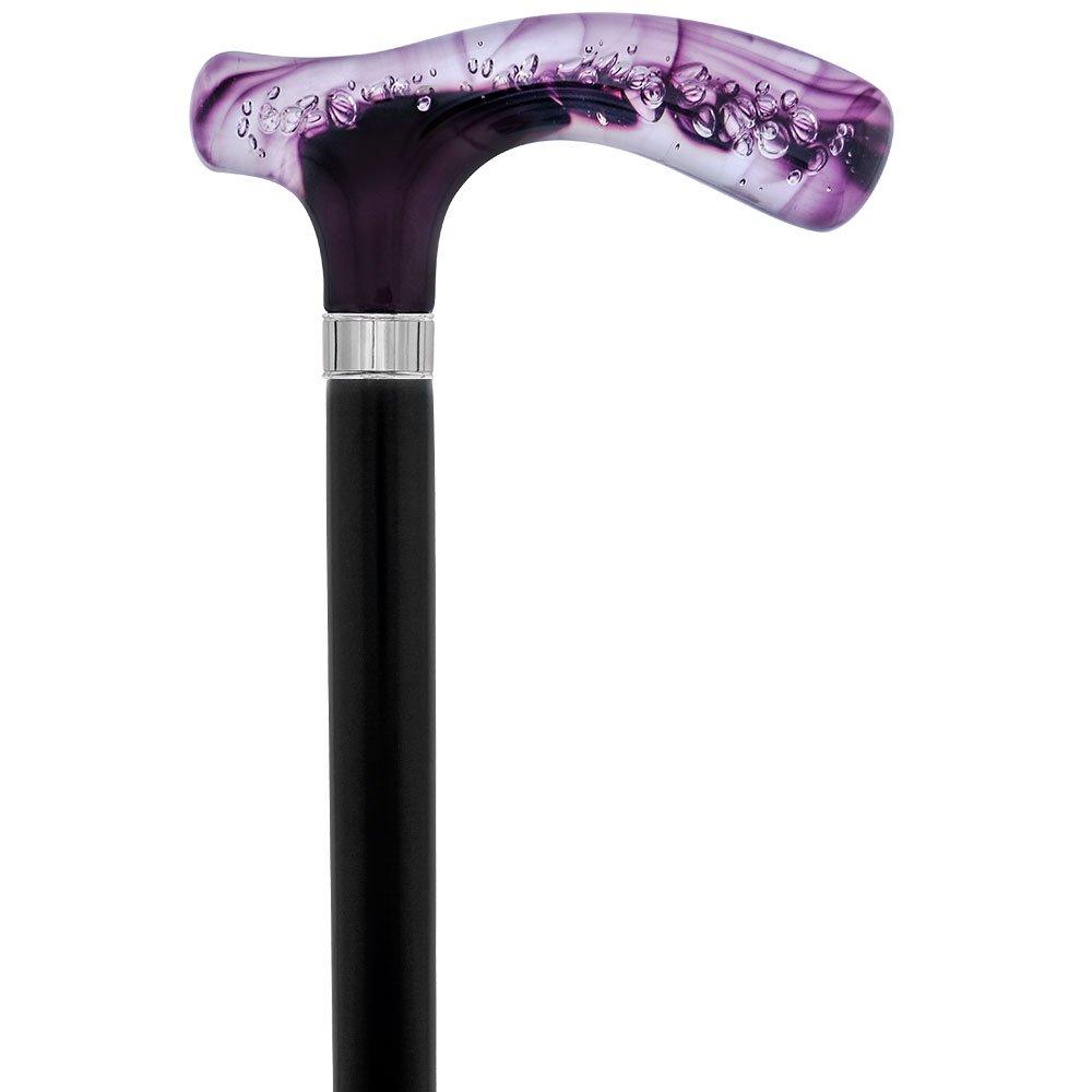 Purple and Clear Acrylic Bubble Handle Cane w/ Custom Wooden Shaft Pearl Swirl Lucite Designer Walking Canes - Tophatter Daily Deals