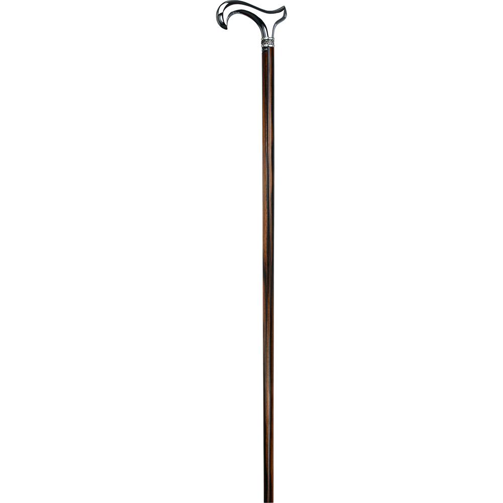 Luxurious Chrome Plated Cane: Ebony Shaft, Rose Pewter Collar Plated Handle Walking Canes - Tophatter Daily Deals