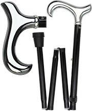 Luxury Chrome Derby Cane - Foldable, Adjustable Shaft Plated Handle Walking Canes - Tophatter Daily Deals