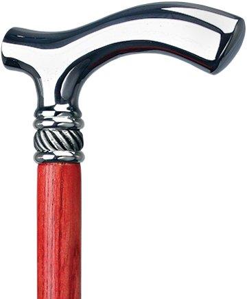 Petite Red Chrome Fritz Cane, Slim Ash Shaft & Pewter Swirl Plated Handle Walking Canes - Tophatter Daily Deals