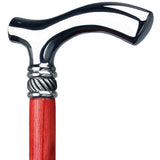 Petite Red Chrome Fritz Cane, Slim Ash Shaft & Pewter Swirl Plated Handle Walking Canes - Tophatter Daily Deals