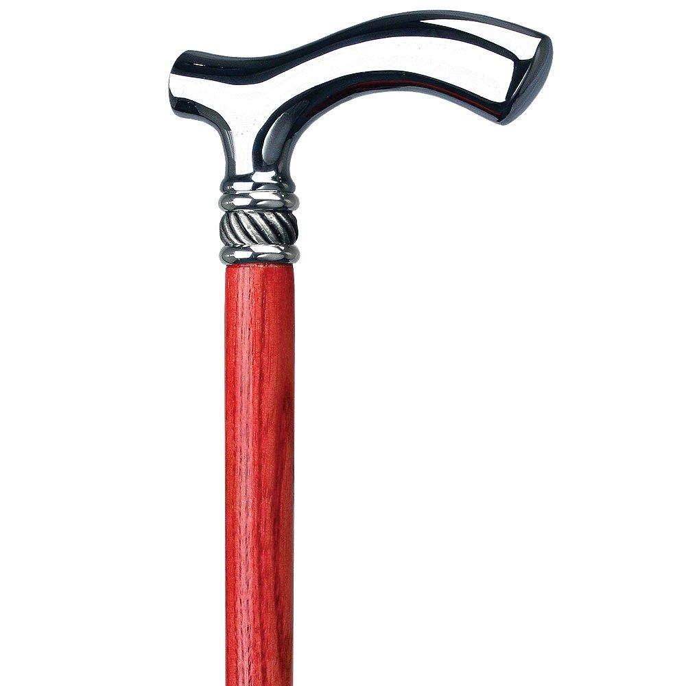 Petite Red Chrome Fritz Cane, Slim Ash Shaft & Pewter Swirl Plated Handle Walking Canes - Tophatter Daily Deals