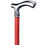 Petite Red Chrome Fritz Cane, Slim Ash Shaft & Pewter Swirl Plated Handle Walking Canes - Tophatter Daily Deals