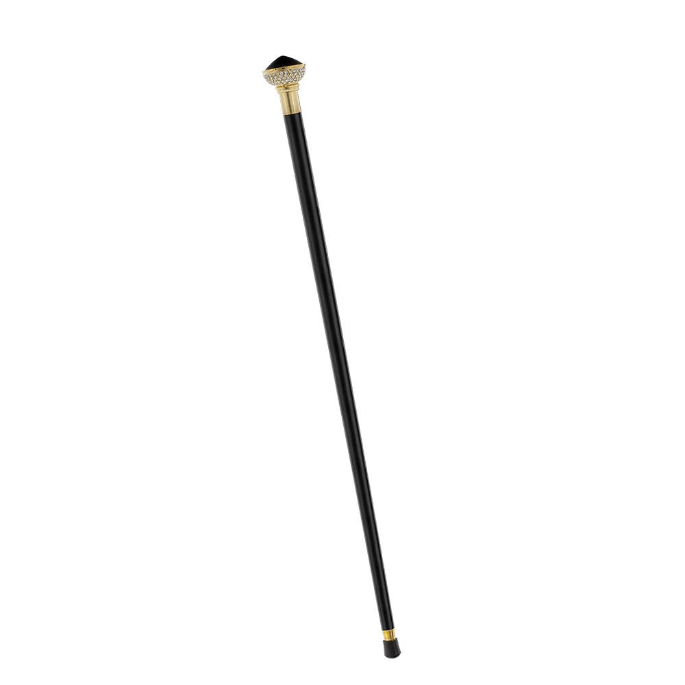 Black and Swarovski Crystal Encrusted Half Knob Walking Stick with Black Beechwood Shaft and Collar Rhinestones Walking Cane - Tophatter Daily Deals