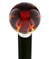 Burst of Flames Red Transparent Round Knob Cane w/ Custom Wood Shaft & Collar Skull Walking Canes Dragon Walking Canes - Tophatter Daily Deals