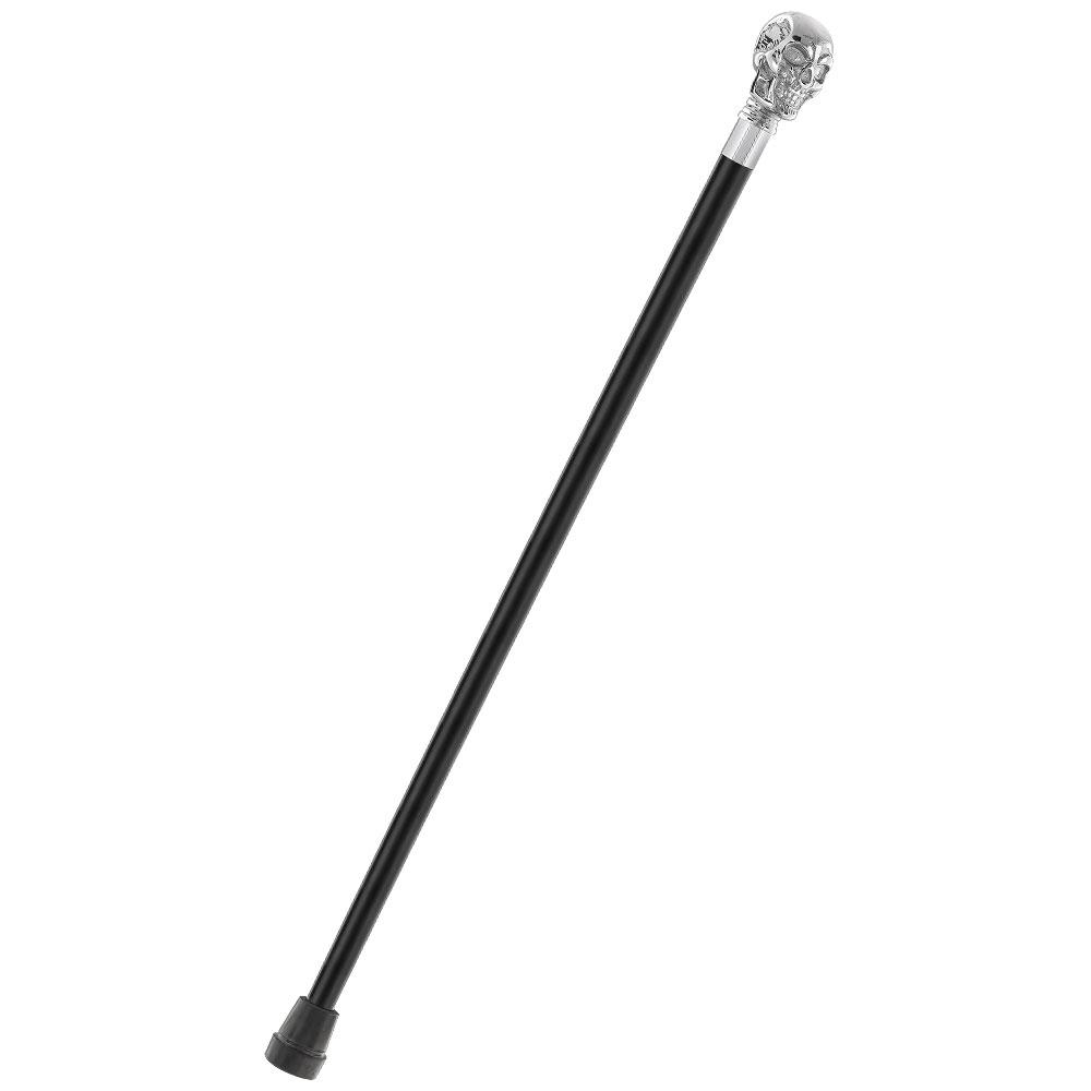 Skull Premium Chrome Brass Handle Cane: Custom Shaft & Collar Skull Walking Canes Dragon Walking Canes - Tophatter Daily Deals