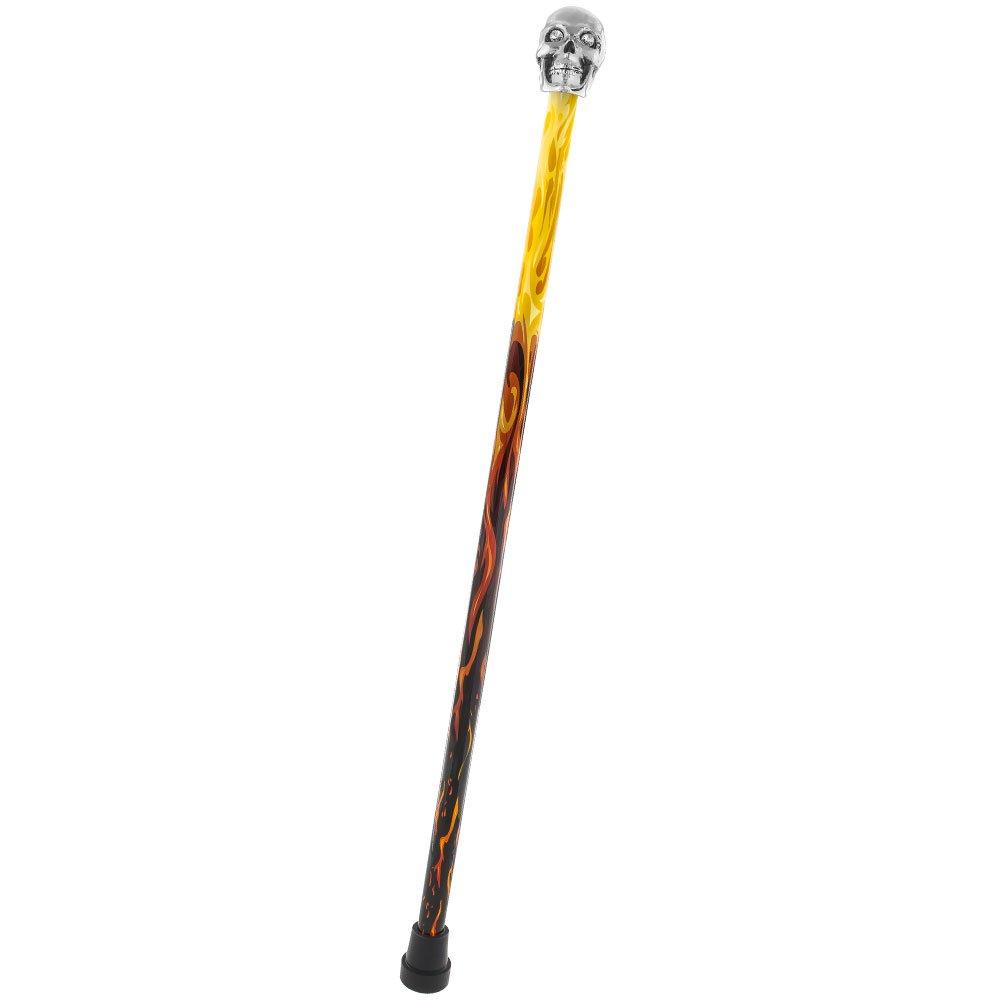 Silver 925r Skull Walking Stick With Swarovski Crystal Eyes Flame Shaft Skull Walking Canes Dragon Walking Canes - Tophatter Daily Deals