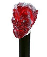 Sinister Red Devil Knob Cane w/ Custom Wood Shaft & Collar Skull Walking Canes Dragon Walking Canes - Tophatter Daily Deals