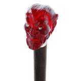Sinister Red Devil Knob Cane w/ Custom Wood Shaft & Collar Skull Walking Canes Dragon Walking Canes - Tophatter Daily Deals