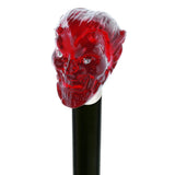 Sinister Red Devil Knob Cane w/ Custom Wood Shaft & Collar Skull Walking Canes Dragon Walking Canes - Tophatter Daily Deals