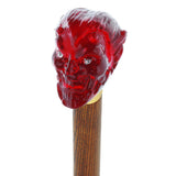 Sinister Red Devil Knob Cane w/ Custom Wood Shaft & Collar Skull Walking Canes Dragon Walking Canes - Tophatter Daily Deals