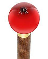 Itsy-Bitsy Spider Red Round Knob Cane w/ Custom Color Ash Shaft & Collar Spider Canes - Tophatter Daily Deals