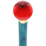 Itsy-Bitsy Spider Red Round Knob Cane w/ Custom Color Ash Shaft & Collar Spider Canes - Tophatter Daily Deals