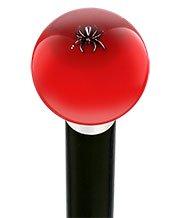 Itsy-Bitsy Spider Red Round Knob Cane w/ Custom Wood Shaft & Collar Spider Canes - Tophatter Daily Deals