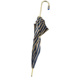 Gold Plated Tourist Handle Blue and Cream Striped Umbrella Cane Umbrella Walking Canes - Tophatter Daily Deals
