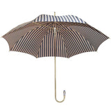 Gold Plated Tourist Handle Blue and Cream Striped Umbrella Cane Umbrella Walking Canes - Tophatter Daily Deals
