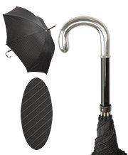 Silver 925r Tourist Handle Black Pinstriped Umbrella Walking Cane Umbrella Walking Canes - Tophatter Daily Deals
