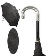 Silver 925r Tourist Handle Black Pinstriped Umbrella Walking Cane Umbrella Walking Canes - Tophatter Daily Deals