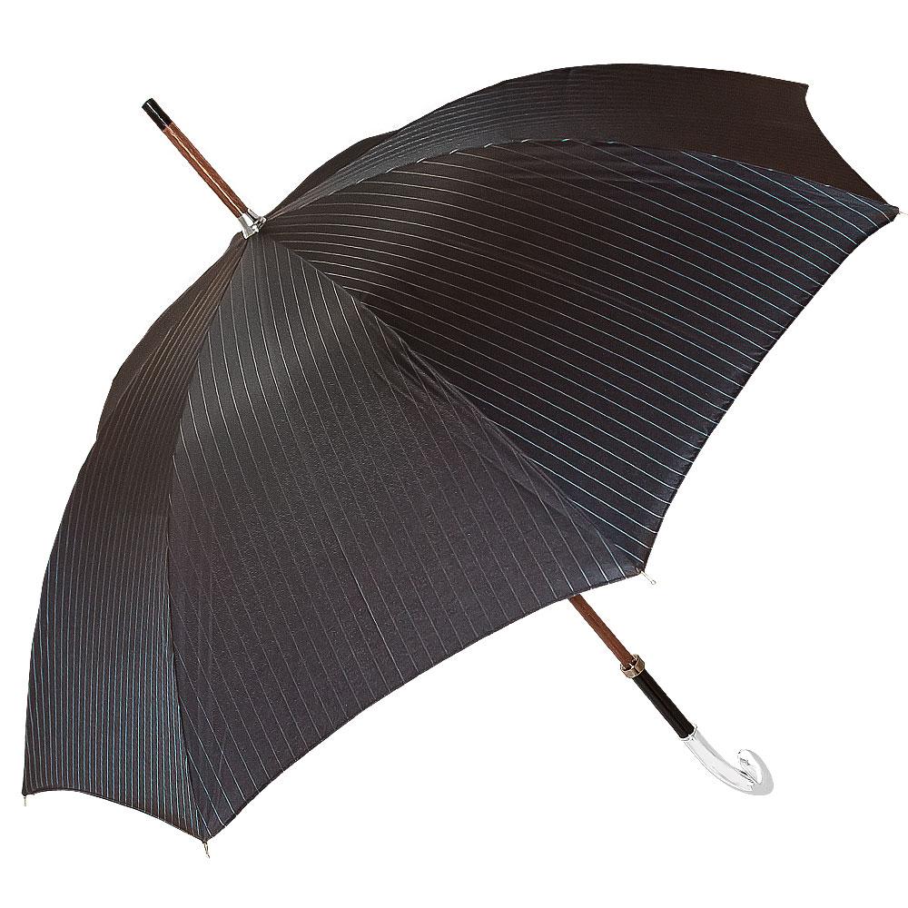 Silver 925r Tourist Handle Black Pinstriped Umbrella Walking Cane Umbrella Walking Canes - Tophatter Daily Deals