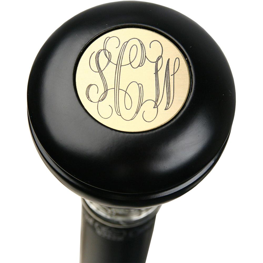 Personalized Engraved Knob Stick: Black Beechwood Shaft Walking Cane Engraving - Tophatter Daily Deals