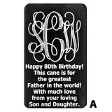 Custom Cane Engraving - Rectangle Black Anodized Aluminum Walking Cane Engraving - Tophatter Daily Deals