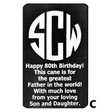 Custom Cane Engraving - Rectangle Black Anodized Aluminum Walking Cane Engraving - Tophatter Daily Deals