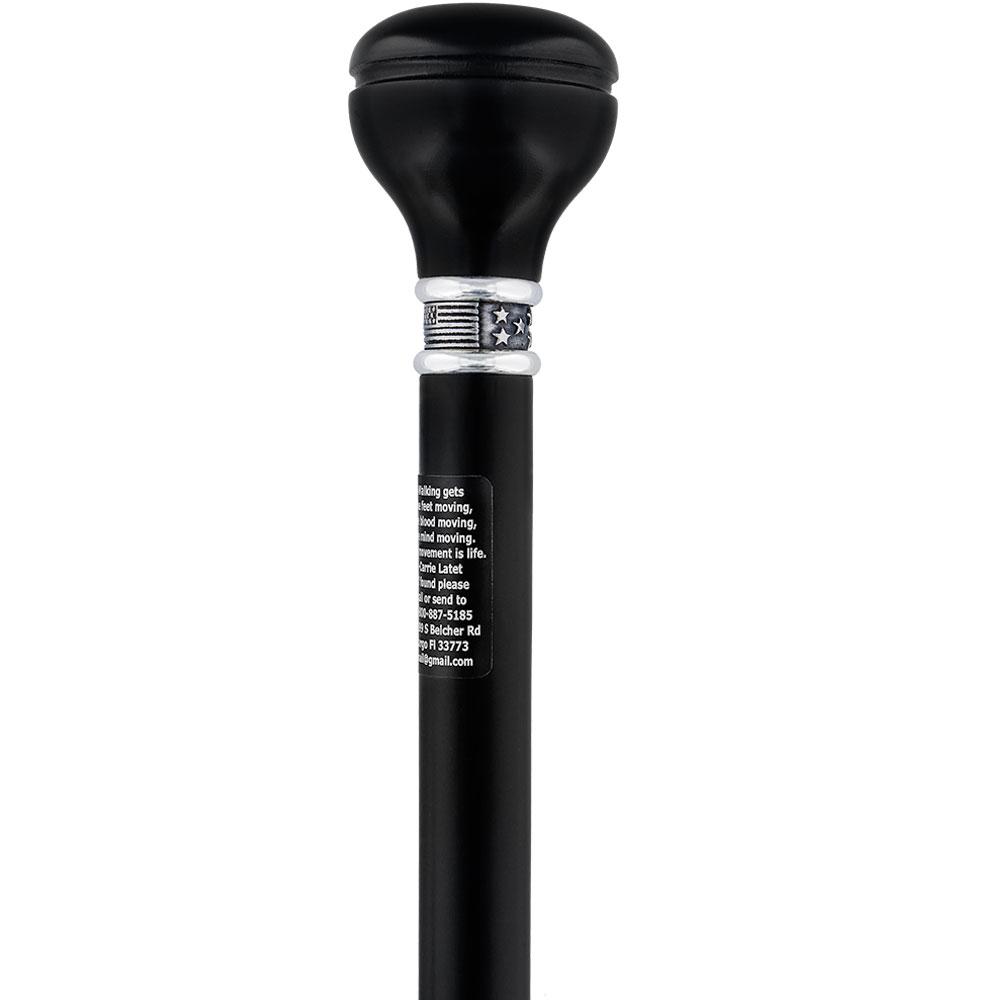 Custom Cane Engraving - Rectangle Black Anodized Aluminum Walking Cane Engraving - Tophatter Daily Deals