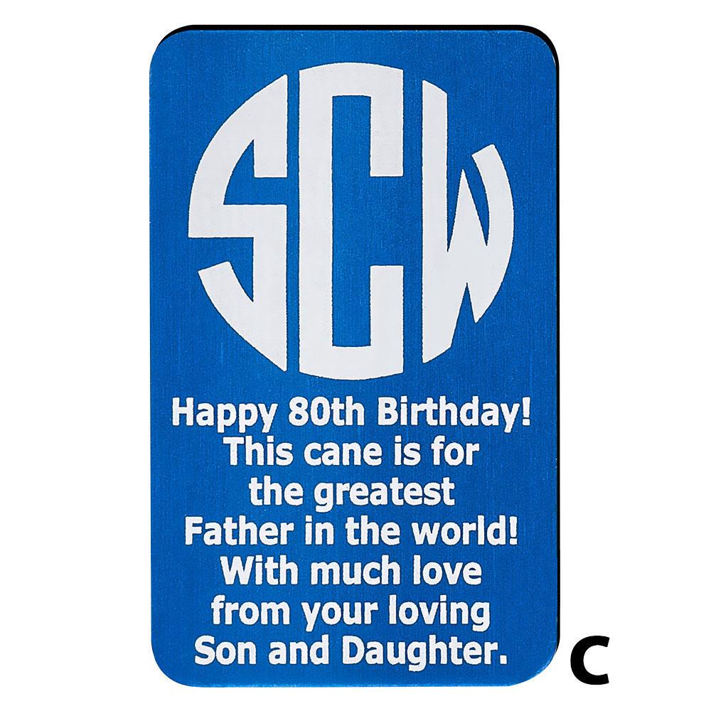 Custom Cane Engraving - Rectangle Blue Anodized Aluminum Walking Cane Engraving - Tophatter Daily Deals