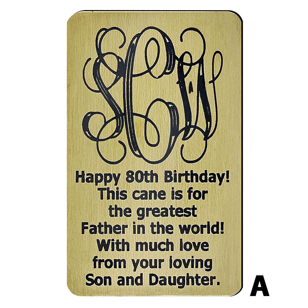 Custom Cane Engraving - Rectangle Brass Walking Cane Engraving - Tophatter Daily Deals