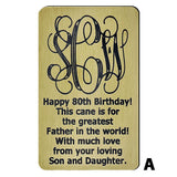 Custom Cane Engraving - Rectangle Brass Walking Cane Engraving - Tophatter Daily Deals