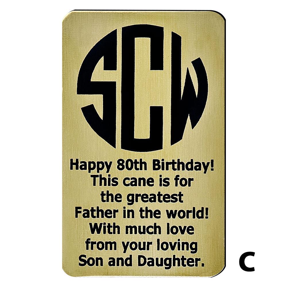 Custom Cane Engraving - Rectangle Brass Walking Cane Engraving - Tophatter Daily Deals