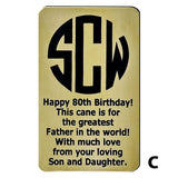 Custom Cane Engraving - Rectangle Brass Walking Cane Engraving - Tophatter Daily Deals
