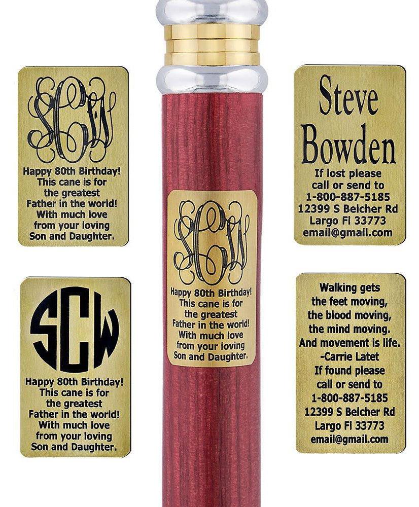 Custom Cane Engraving - Rectangle Brass Walking Cane Engraving - Tophatter Daily Deals