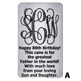 Custom Cane Engraving - Rectangle Stainless Steel Walking Cane Engraving - Tophatter Daily Deals