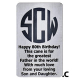 Custom Cane Engraving - Rectangle Stainless Steel Walking Cane Engraving - Tophatter Daily Deals