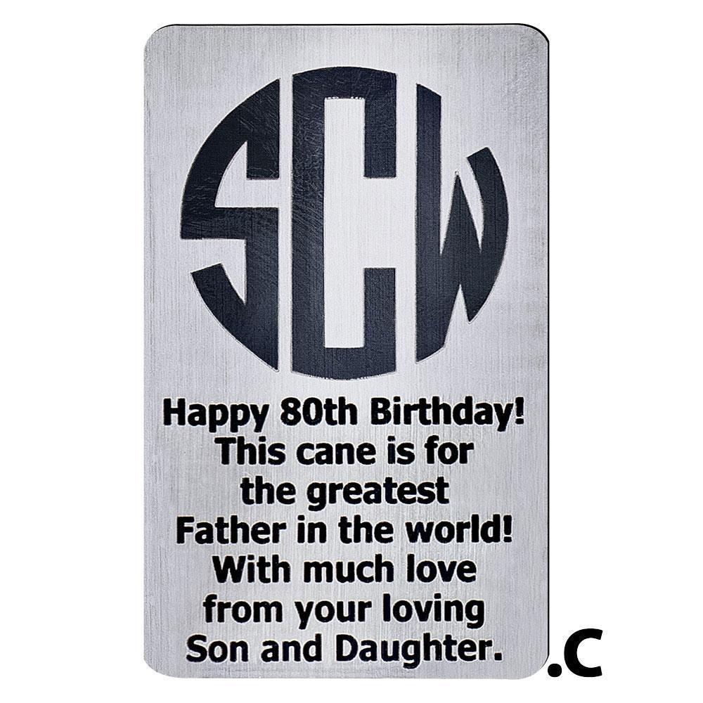 Custom Cane Engraving - Rectangle Stainless Steel Walking Cane Engraving - Tophatter Daily Deals