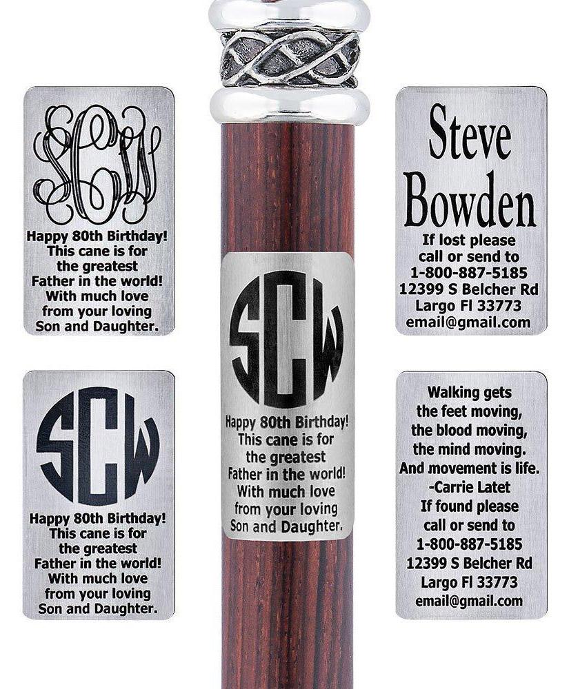 Custom Cane Engraving - Rectangle Stainless Steel Walking Cane Engraving - Tophatter Daily Deals