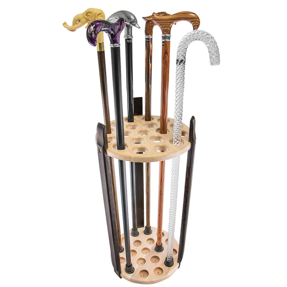 Contemporary Cane Stand: Exotic Wenge & Maple, Round Design Walking Cane Stands - Tophatter Daily Deals
