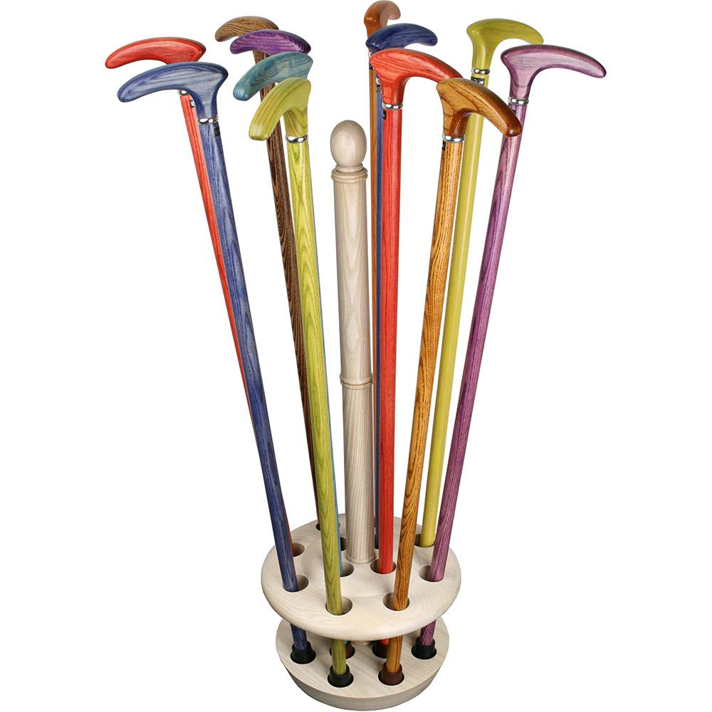 Unique Design Floor Cane Stand: Showcases Handles, Ash Wood Walking Cane Stands - Tophatter Daily Deals