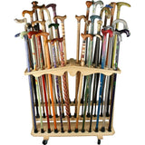 Premium Wood Large Walking Cane Stand, Pine Wood - Holds 36 Walking Cane Stands - Tophatter Daily Deals