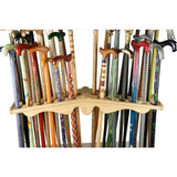 Premium Wood Large Walking Cane Stand, Pine Wood - Holds 36 Walking Cane Stands - Tophatter Daily Deals