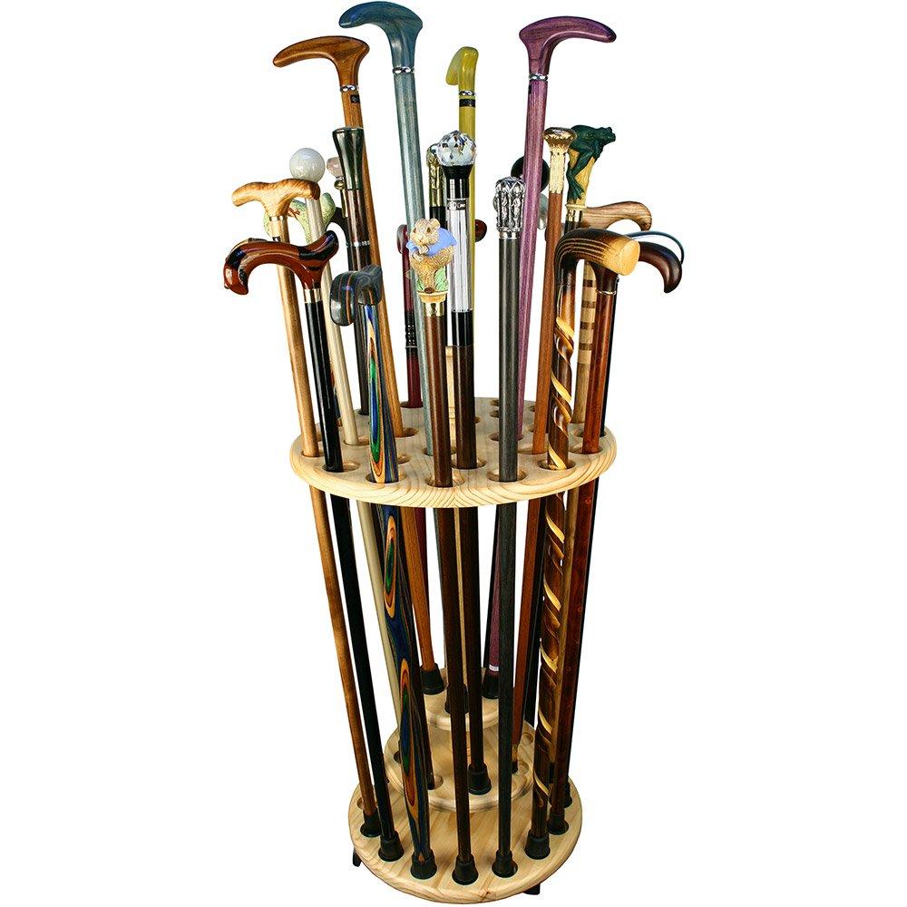 Collector's Dream: Round Walking Cane Stand in Pine Wood Walking Cane Stands - Tophatter Daily Deals